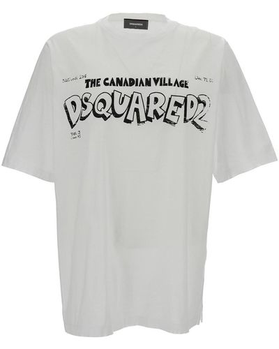 DSquared² Crewneck T-Shirt With Canadian Village Print - Grey