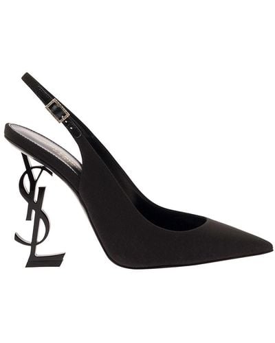 Saint Laurent 'Opyum' Slingback Court Shoes With Cassandre Heel - Black
