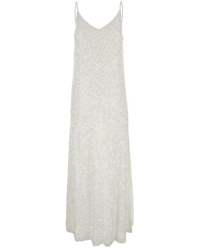 P.A.R.O.S.H. Long Dress With Sequins - White