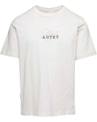 Autry T-Shirt Girocollo Con Stampa Logo X Staple - Bianco