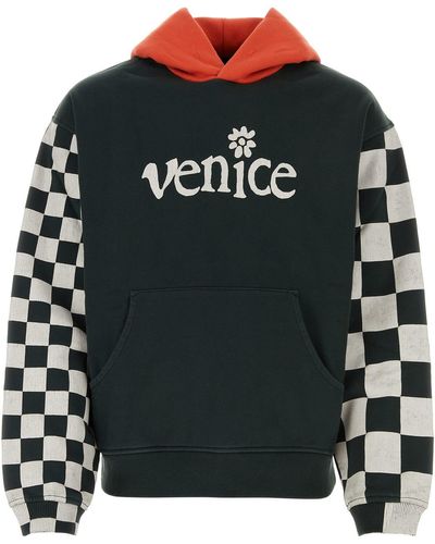 ERL Venice Checker Sleeve Hoodie Kn - Black