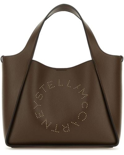 Stella McCartney Crossbody Bag Embossed Grainy Mat Wstudded Logo - Brown