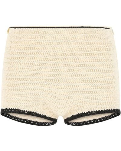 Magda Butrym Ivory Crochet Shorts - Natural