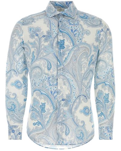 Etro Printed Cotton Shirt - Blue