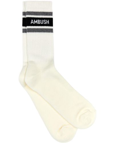 Ambush White Stretch Cotton Blend Socks