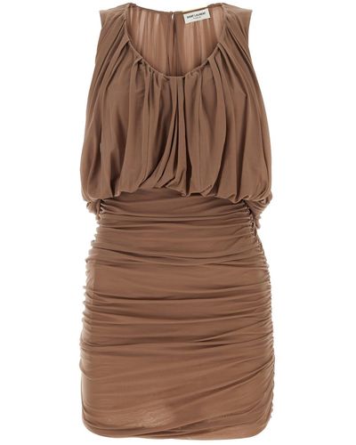 Saint Laurent Short Jersey Dress - Brown