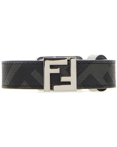 Fendi Printed Fabric Ff Bracelet - Black