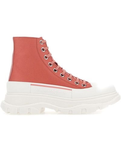 Alexander McQueen Pastel Pink Leather Tread Slick Sneakers - Red