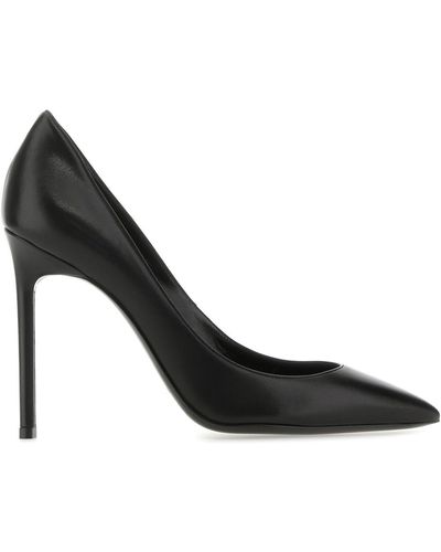 Saint Laurent Anja Leather Pointy-Toe Court Shoes - Black