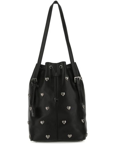 Saint Laurent Leather Rivage Bucket Bag - Black