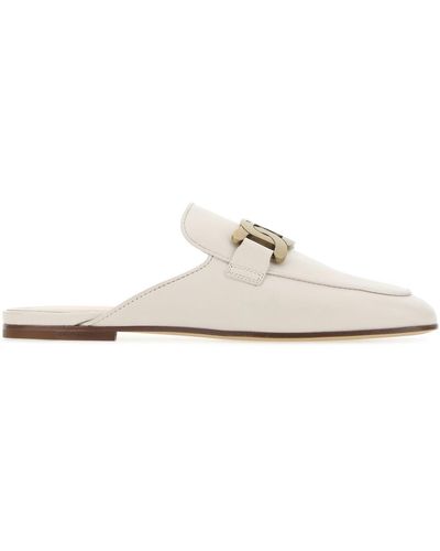 Tod's Ivory Leather Slippers - White