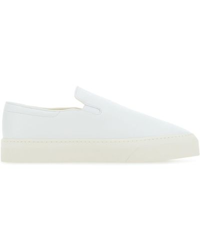 The Row Leather Dean Slip Ons - White