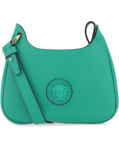 Versace Green Leather Small La Medusa Shoulder Bag