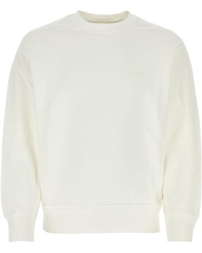 C.P. Company Cotton Diagonal Fleece Logo Sweatshirt - White