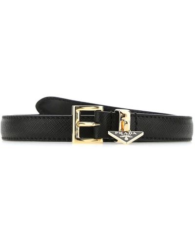 Prada Logo Charm Buckle Belt - Black