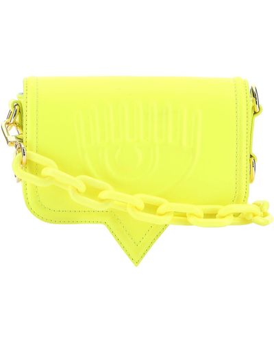 Chiara Ferragni Fluo Synthetic Leather Small Eyelike Crossbody Bag - Yellow