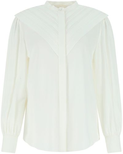 Chloé Ivory Crepe Blouse - White