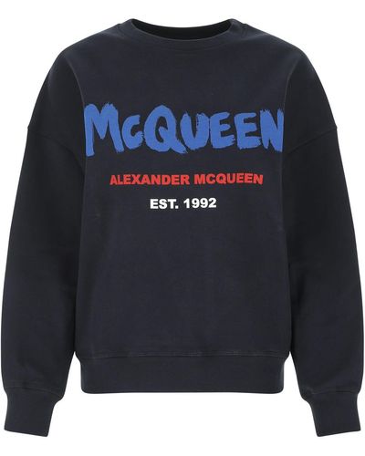 Alexander McQueen Navy Cotton Sweatshirt - Blue