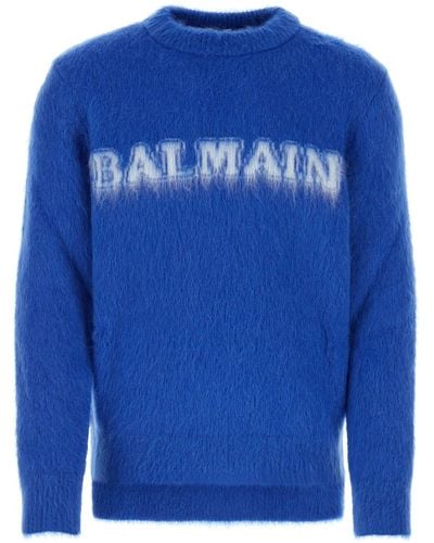 Balmain Electric Blue Wool Blend Jumper