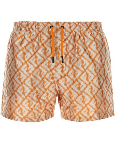 Fendi Embroidered Polyester Swimming Shorts - Natural