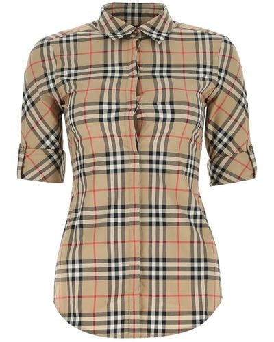 Burberry Luka Checked Stretch-cotton Shirt - Brown