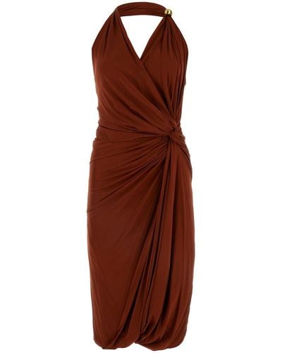 Bottega Veneta Draped Jersey Dress - Brown