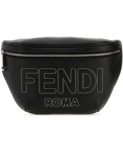 Fendi Ff Zipped Leather Belt Bag - Black