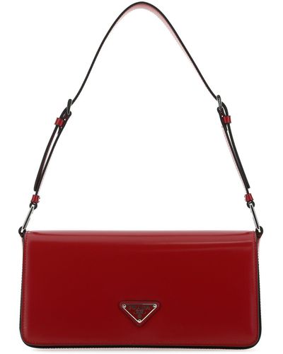 Prada Tiziano Leather Shoulder Bag - Red