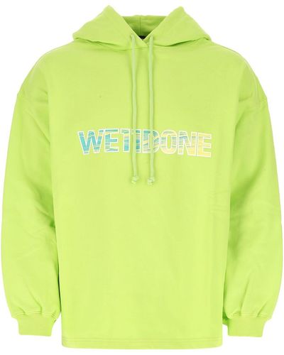 we11done Fluo Green Cotton Oversize Sweatshirt