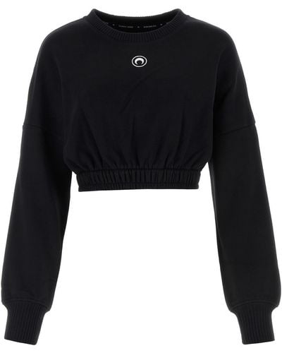 Marine Serre Crop Sweater - Black