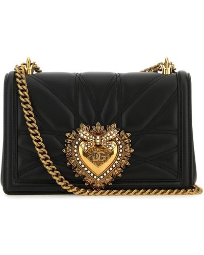 Dolce & Gabbana Borsa Devotion media in nappa matelassé - Nero