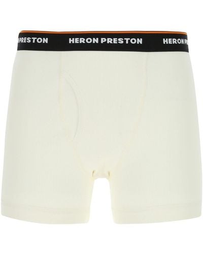 Heron Preston Ivory Stretch Cotton Boxer Set - White