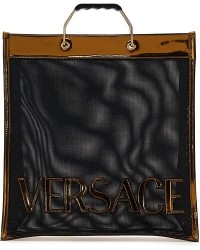 Versace Borsa tote semi trasparente con logo - Nero
