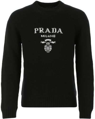 Prada Logo Wool And Cashmere Sweater - Black
