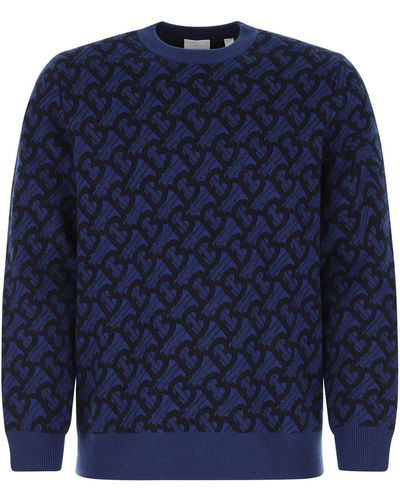Burberry Embroidered Wool Jumper - Blue