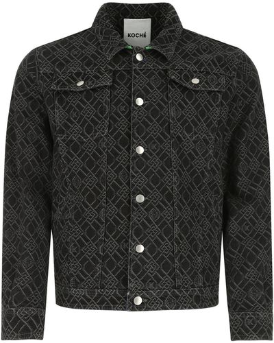 Koche Embroidered Denim Jacket - Black