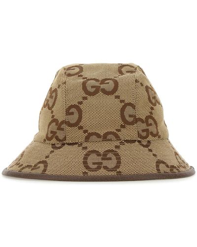 Gucci Embroidered Cotton Blend Hat - Natural