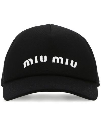 Miu Miu Black Cotton Baseball Cap