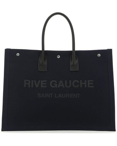 Saint Laurent Midnight Blue Canvas Rive Gauche Shopping Bag