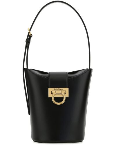 Ferragamo Trifolio Leather Bucket Bag - Black