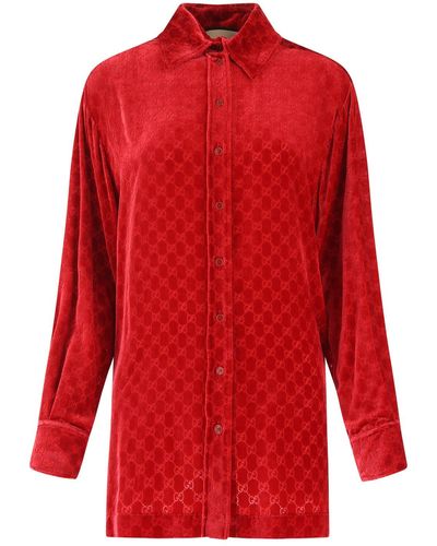 Gucci Velvet Oversize Shirt - Red