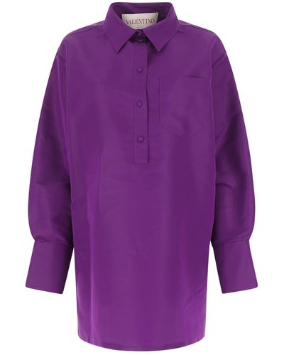 Valentino Purple Faille Mini Shirt Dress