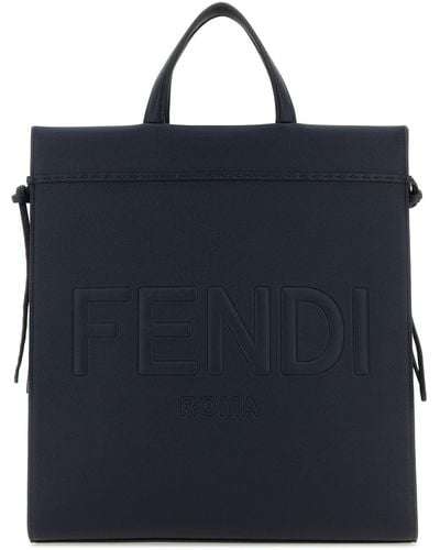 Fendi Leather Tote Bag - Blue