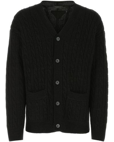 Prada Metallic-threading Wool-cashmere Cardigan - Black