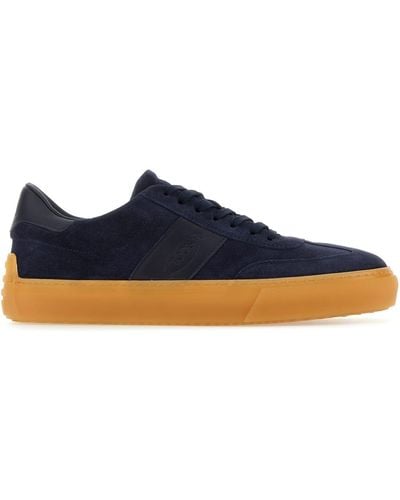 Tod's Navy Blue Suede Trainers