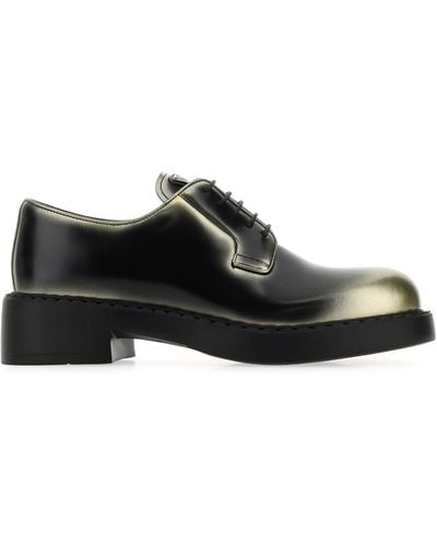 Prada Ombré-effect Leather Oxford Shoes - Black