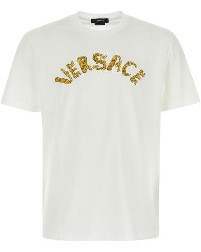 Versace T Shirt Con Logo Seashell Baroque - Bianco