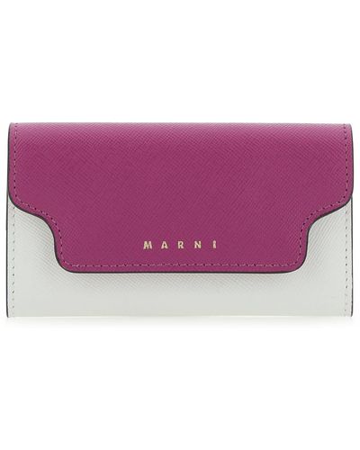 Marni Two-tone Leather Key Chain Case - Purple