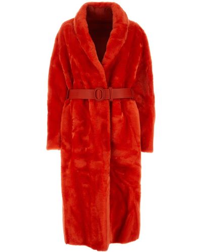 Jil Sander Coats - Red