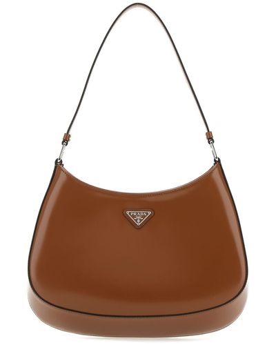 Prada Leather Cleo Shoulder Bag - Brown